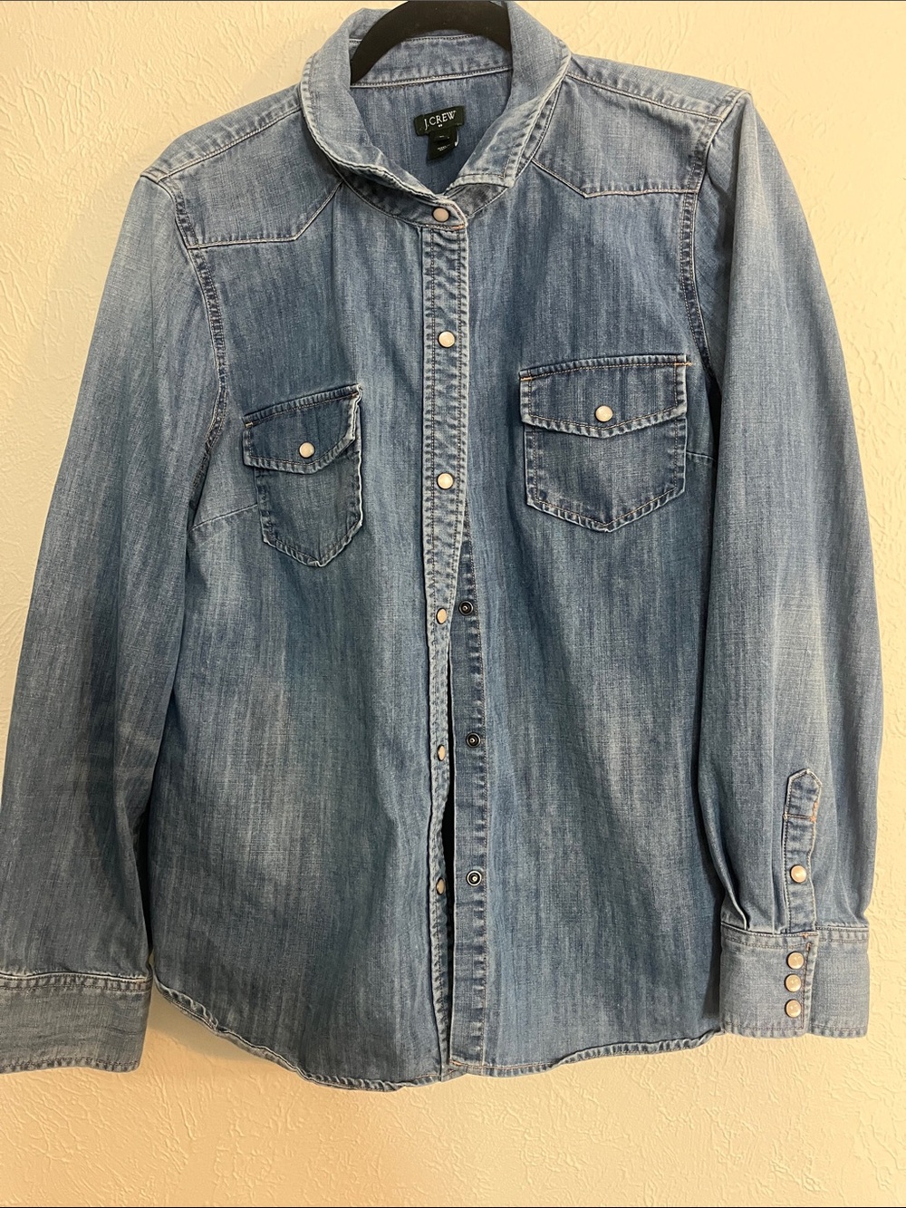 J. Crew Light Blue Denim Western Snap-Front Shirt XL
